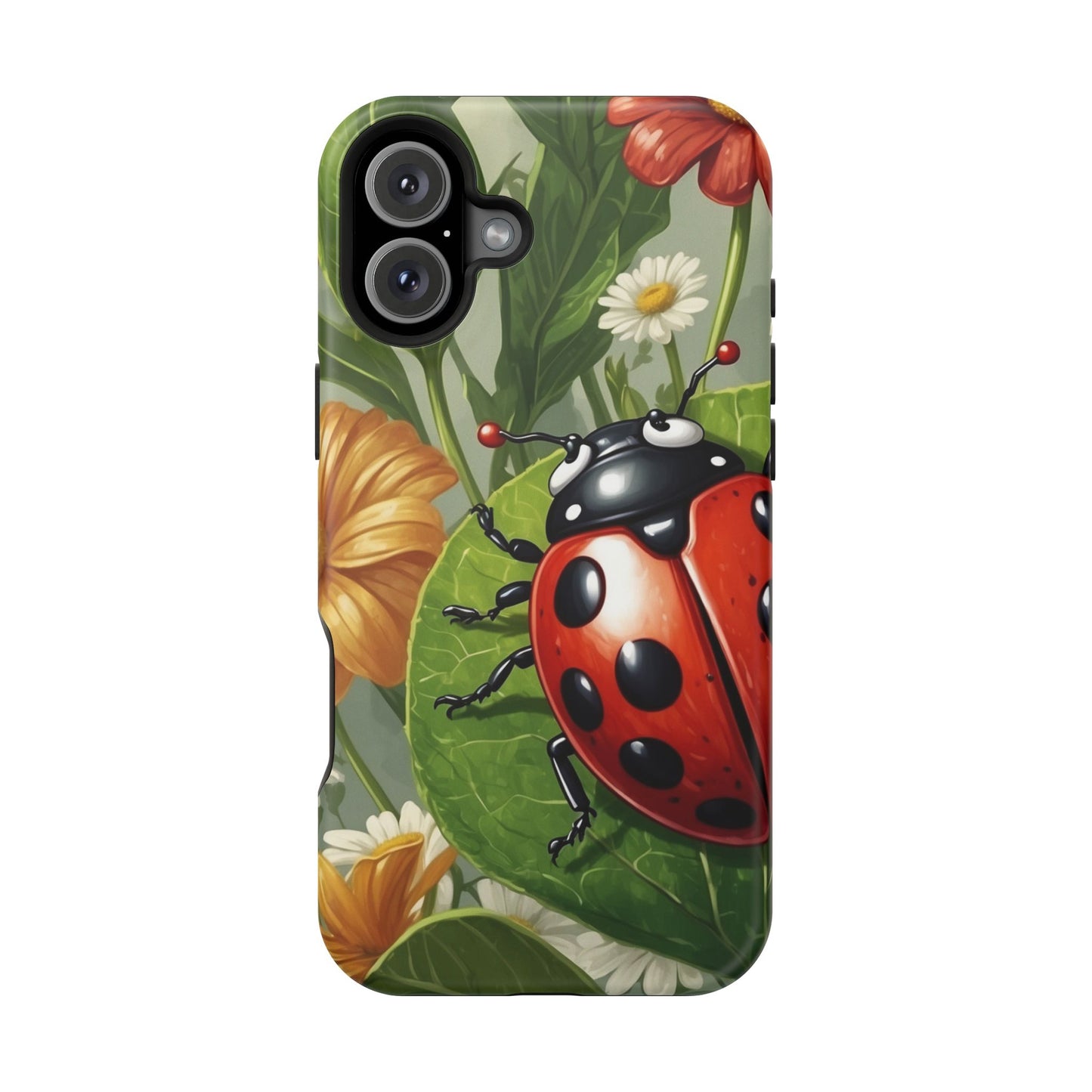 Ladybug Garden MagSafe iPhone Case – Whimsical Floral Design