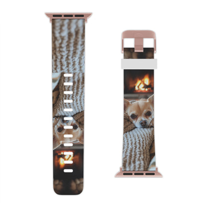 Relaxing Chihuahua by Fireplace Apple Watch Band