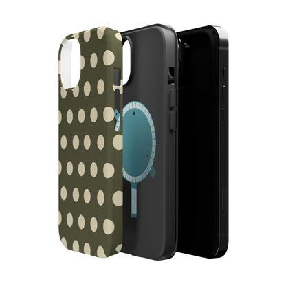 Vintage Green & Cream Polka Dots – MagSafe iPhone Case