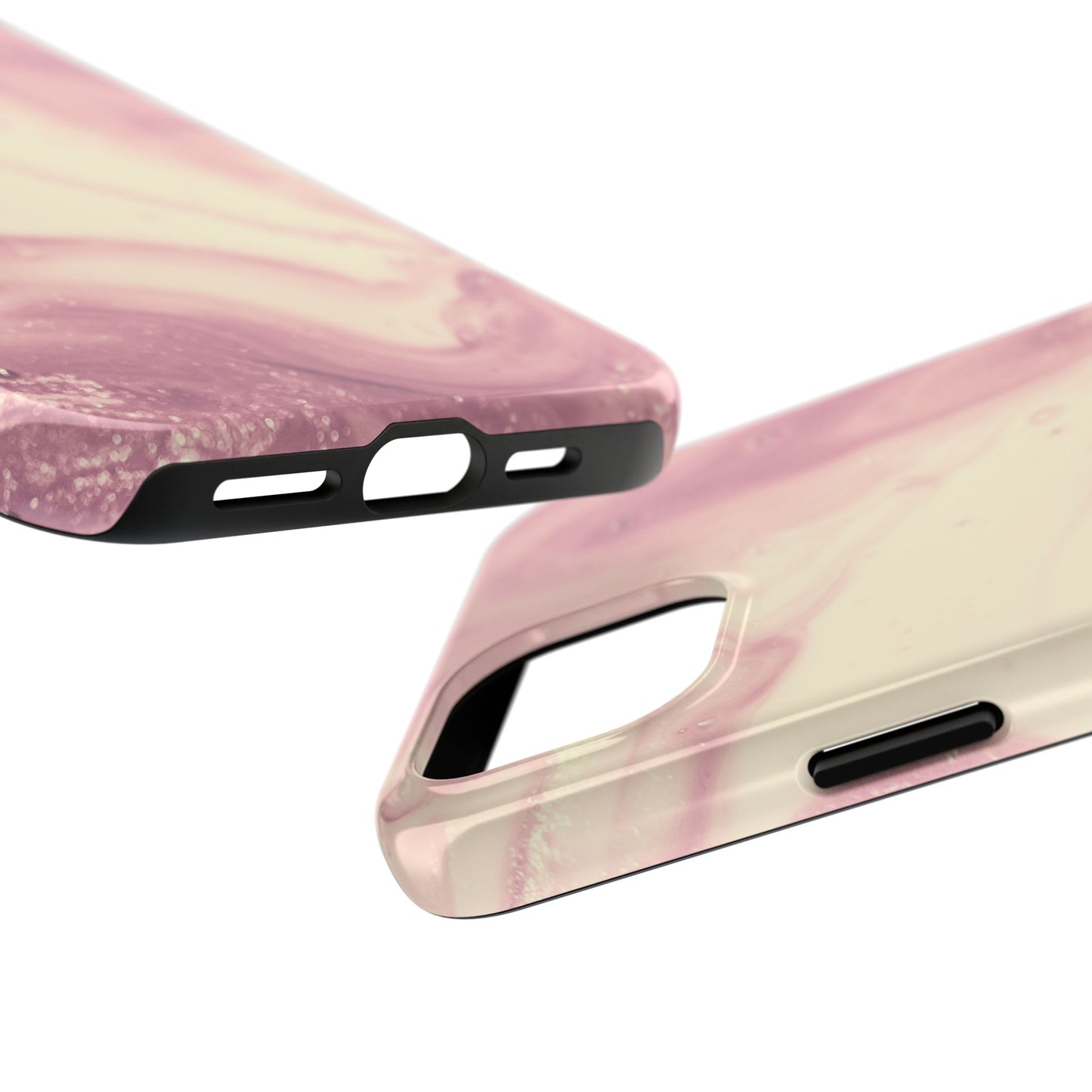 Blush Marble Glow – iPhone Case with Rose Gold & Pink Swirl Pattern