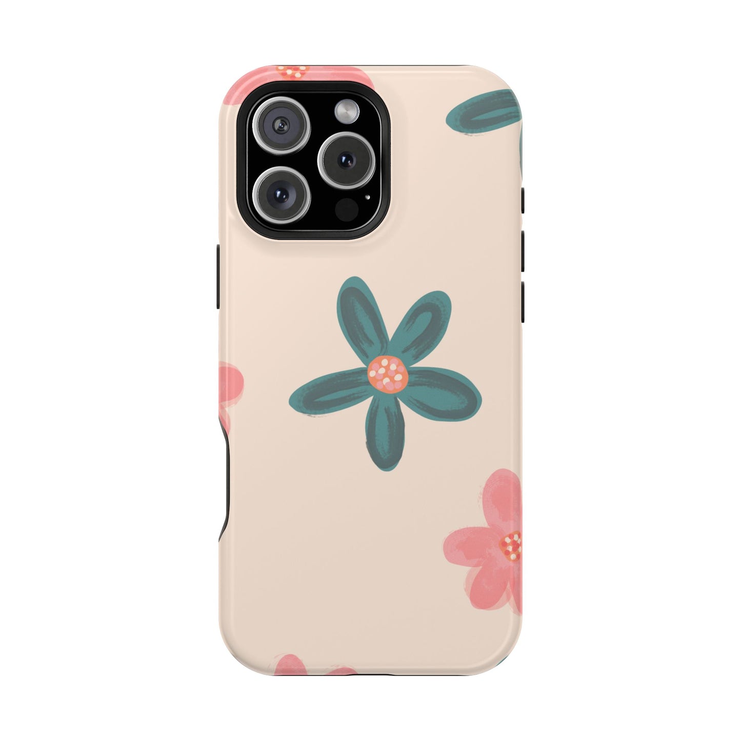 Vintage Floral Tough MagSafe iPhone Case – Soft Matte Finish with Dual-Layer Protection