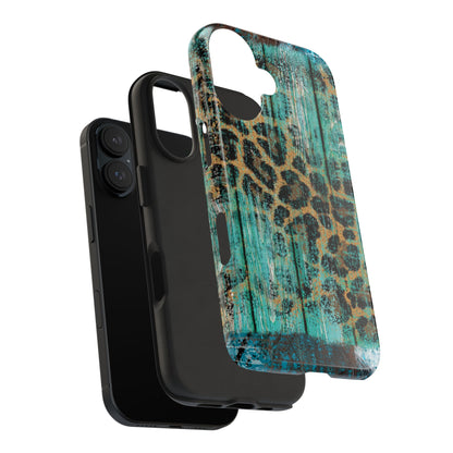 Turquoise Rustic Leopard Wood - iPhone Series Case