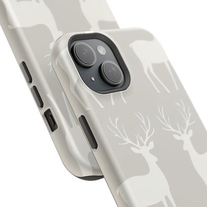 Elegant White Reindeer Pattern – MagSafe iPhone Series Case