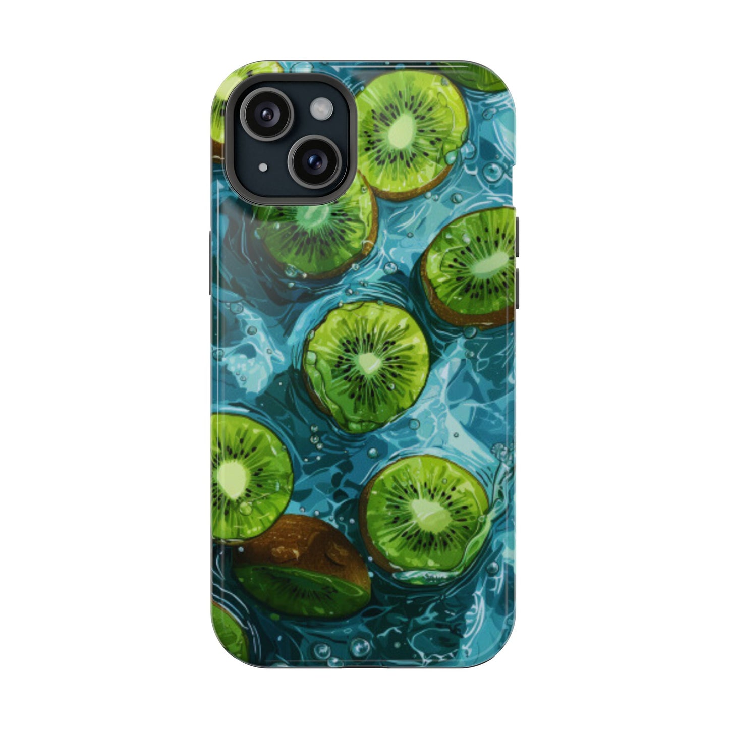 Tropical Kiwi Splash MagSafe iPhone Case – Tough Dual-Layer, Vibrant Summer Design