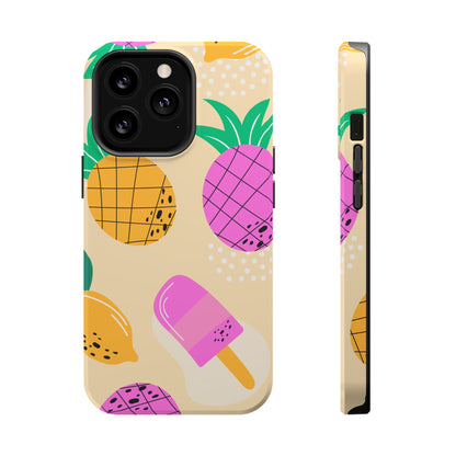 Tropical Pop MagSafe iPhone Case – Fun Pineapple & Lemon Design with Vibrant Summery Colors