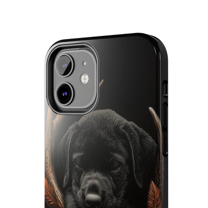 Charming Black Labrador Puppy on Feathers iPhone Case