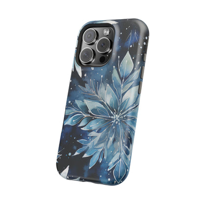 Winter’s Embrace – Blue Snowflake MagSafe iPhone Case