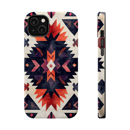 Boho Tribal Starburst Tough MagSafe iPhone Case – Vibrant Geometric Design, Dual-Layer Protection