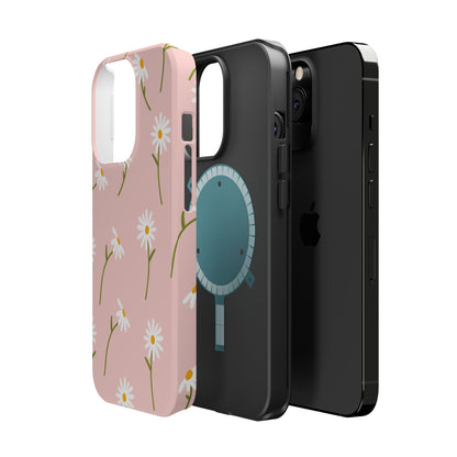 Daisy Delight Tough MagSafe iPhone Case – Cute Floral Design with Dual-Layer Protection