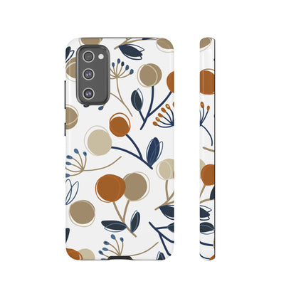 Modern Botanical Berries Tough Samsung Galaxy  Case – Earthy Tones & Navy Accents, Shock-Resistant