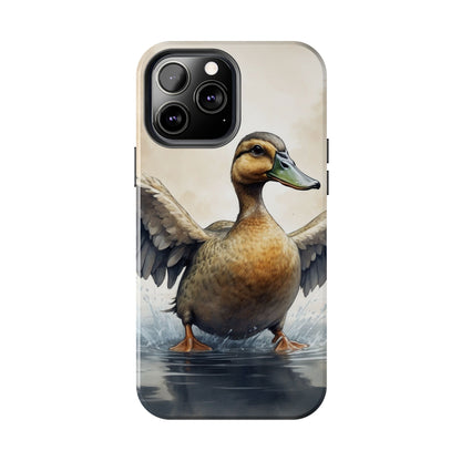 Graceful Duck in Watercolor Scene - iPhone Case