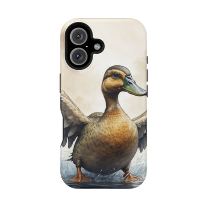 Graceful Duck in Watercolor Scene - MagSafe iPhone Case