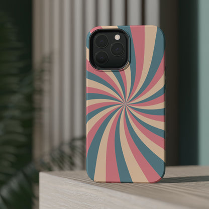 Vintage Pastel Swirl MagSafe iPhone Case – Dual-Layer Protection with 70s-Inspired Design