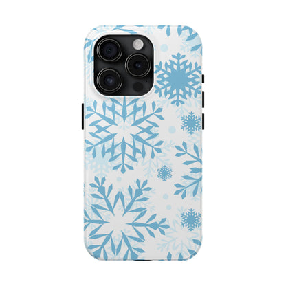 Frosty Blue Snowflakes iPhone Case – Shockproof, Smooth Matte Finish, Dual-Layer Design