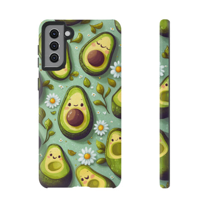 Cute Avocado Samsung Galaxy Case – Adorable Kawaii Avocados with Daisies, Shock - Resistant - BOGO Cases