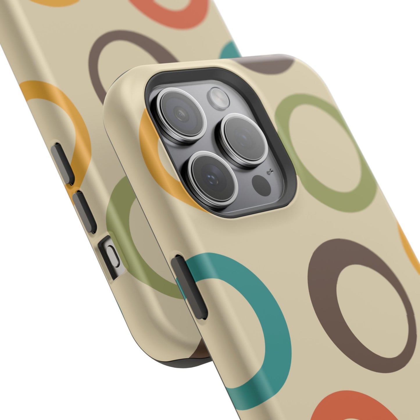 Retro Colorful Rings MagSafe iPhone Case – Shockproof, Matte Finish, Dual-Layer Protection
