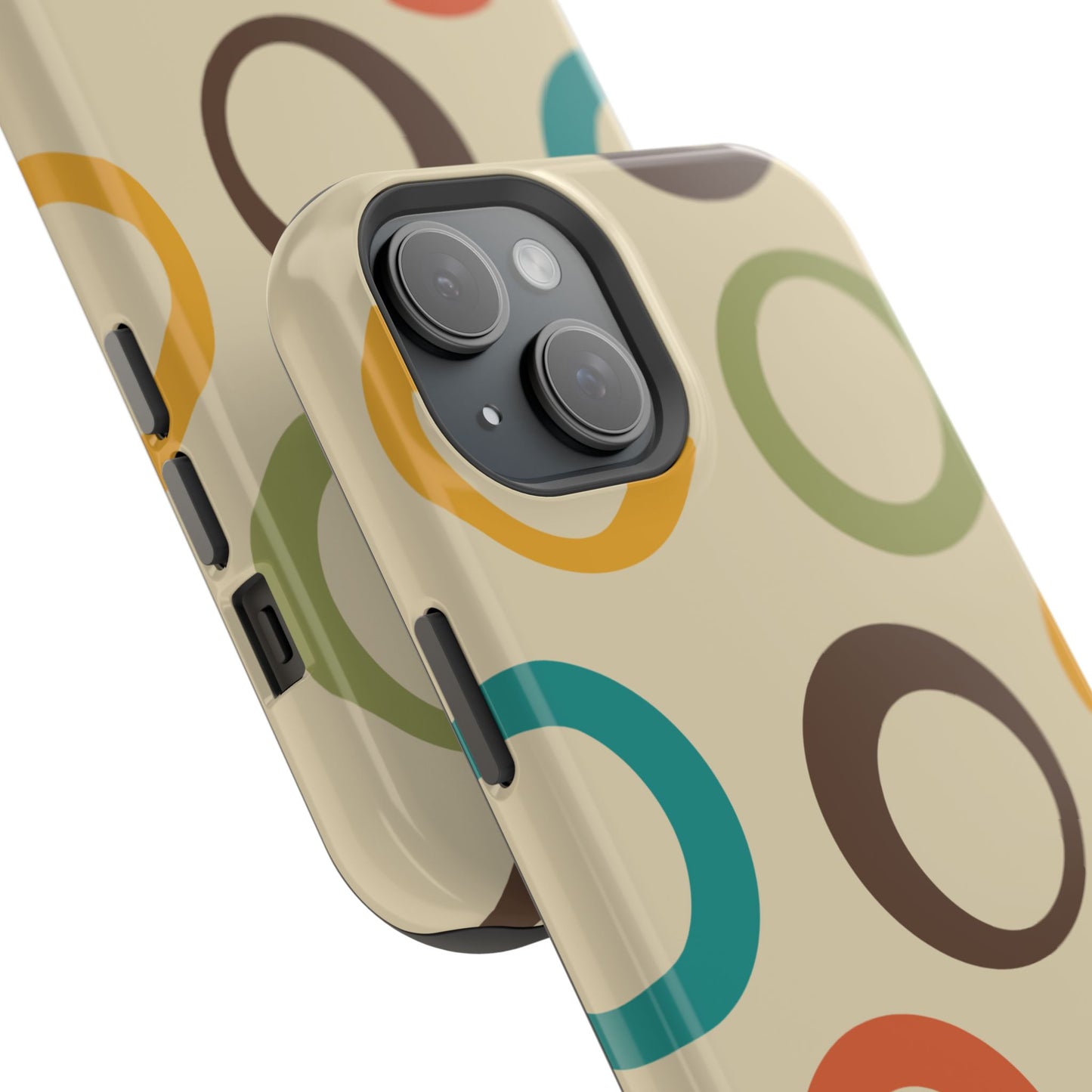 Retro Colorful Rings MagSafe iPhone Case – Shockproof, Matte Finish, Dual-Layer Protection