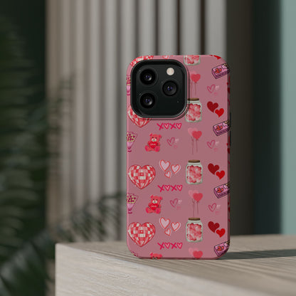 Pink Valentine Love Collage – MagSafe-Compatible iPhone Case