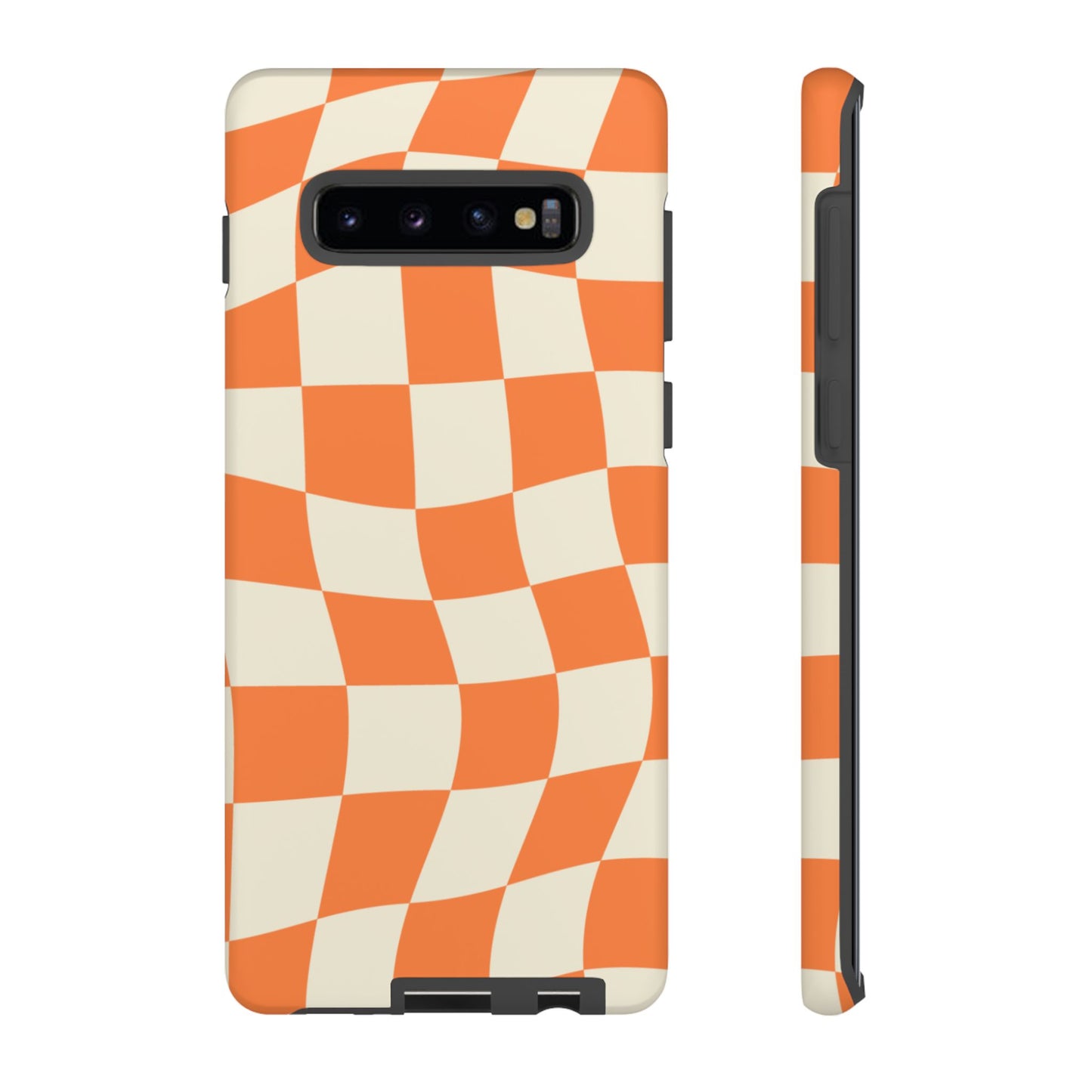 Wavy Retro Checkerboard Samsung Galaxy Case – Shockproof, Matte Finish, Dual-Layer Protection