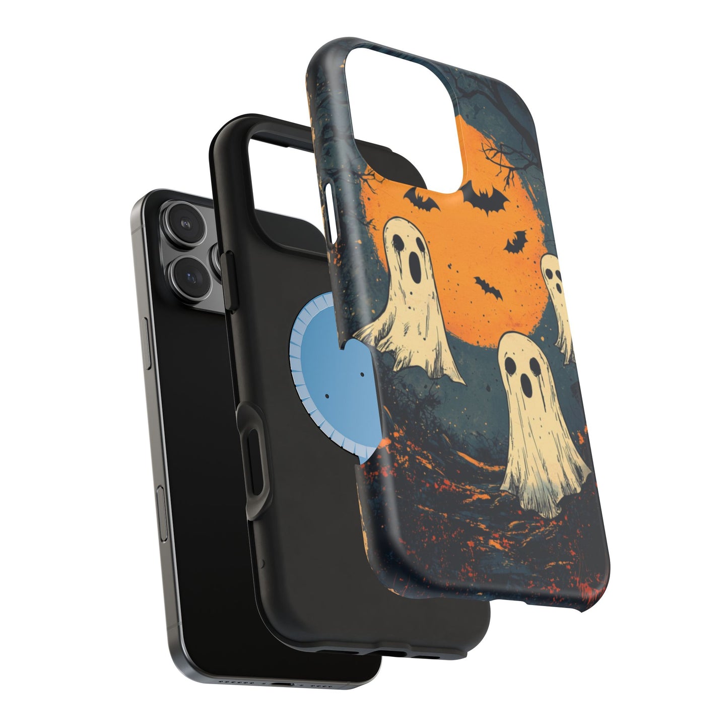 Haunted Ghosts & Full Moon MagSafe iPhone Case – Spooky Halloween Design