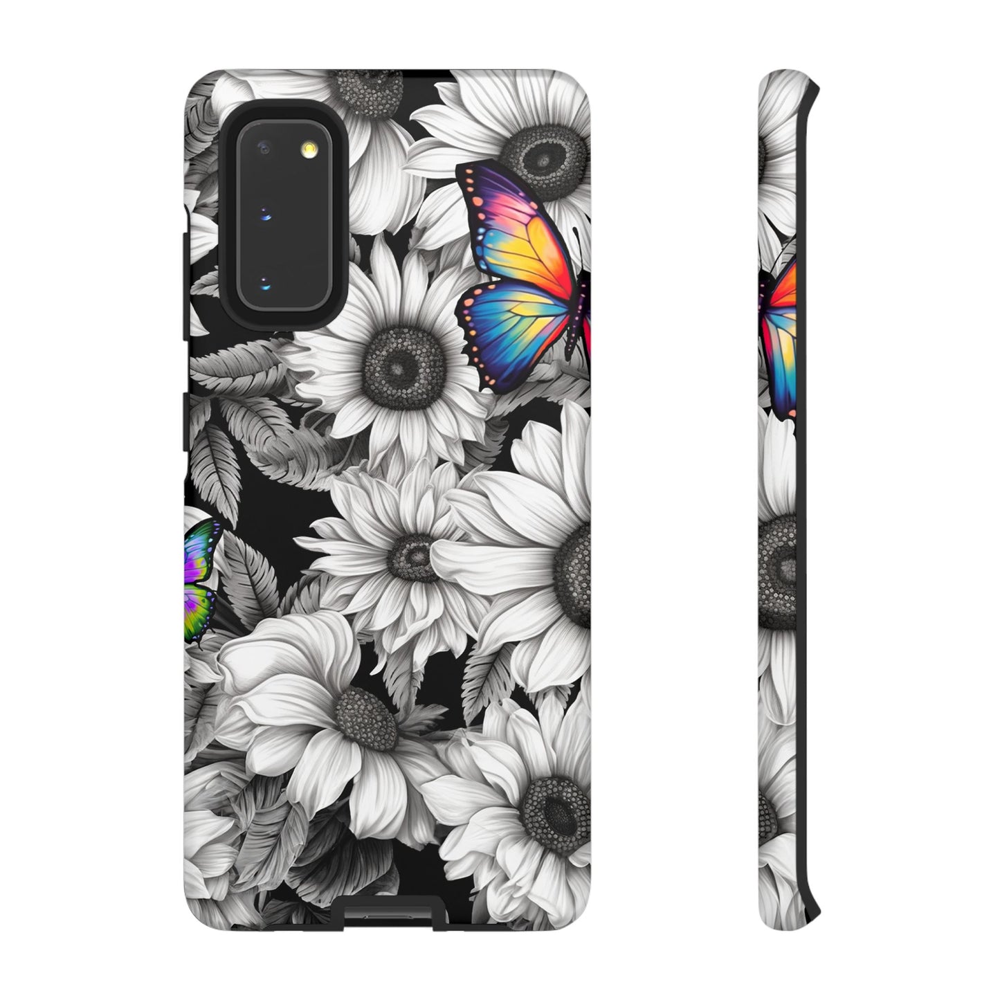 Rainbow Butterflies & Monochrome Sunflowers – Samsung Galaxy Case