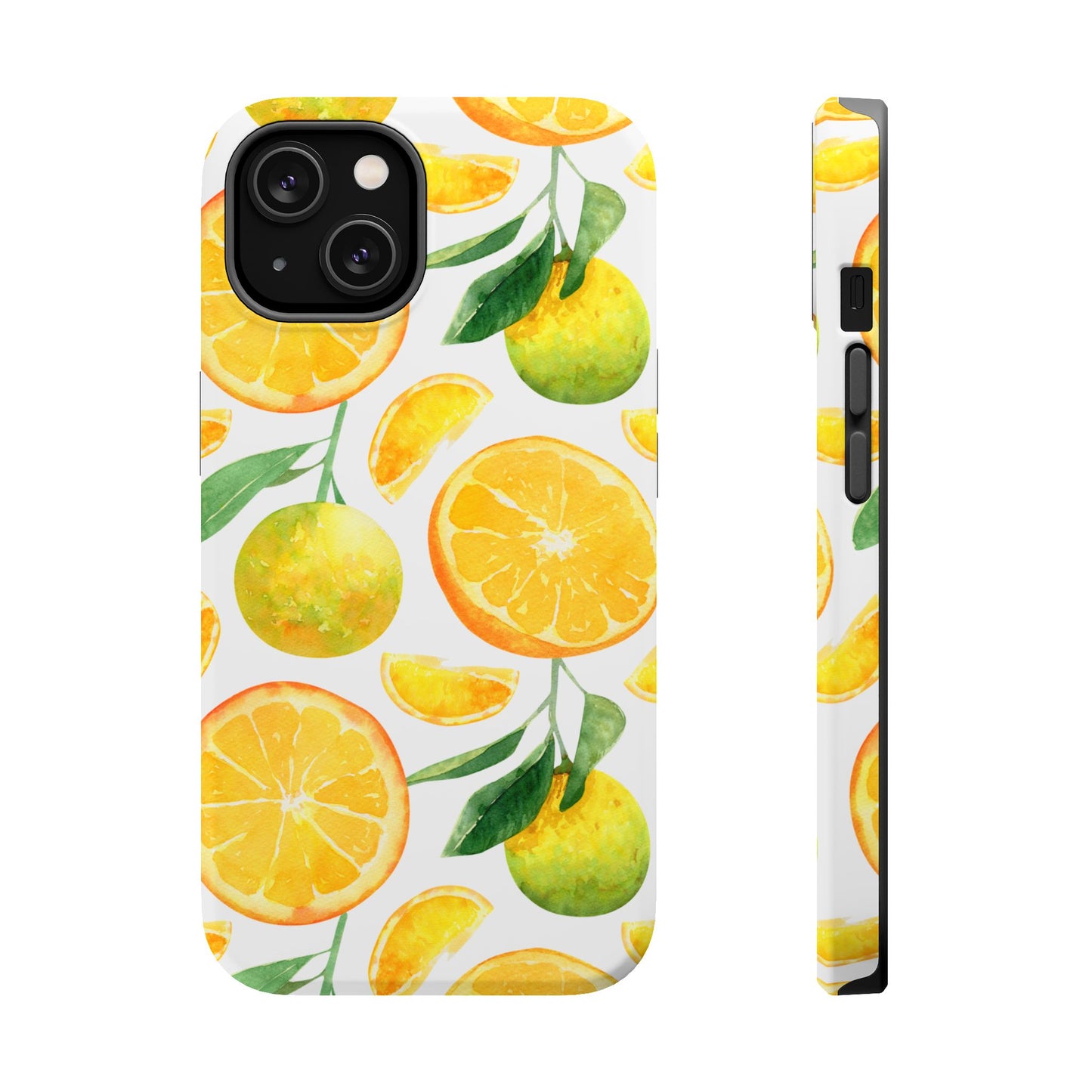 Sunny Citrus Grove Tough MagSafe iPhone Case – Watercolor Orange Design, Dual-Layer Protection