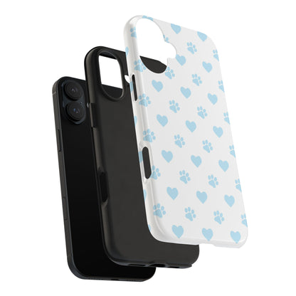 Light Blue Paw Prints & Hearts – iPhone Case for Animal Lovers