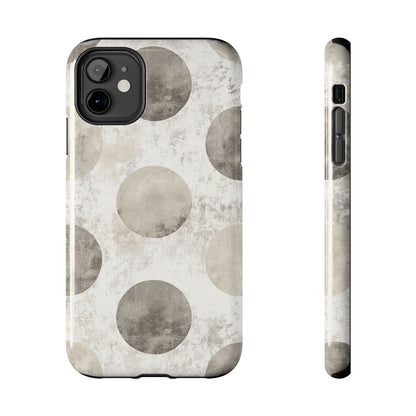 Vintage Polka Dot iPhone Case - Minimalist Neutral Protective Cover