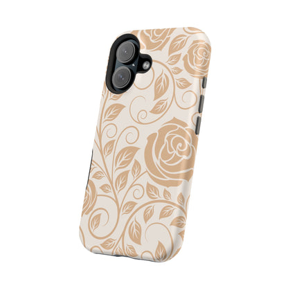 Vintage Rose Vine Tough MagSafe iPhone Case – Elegant Floral Pattern with Dual-Layer Protection