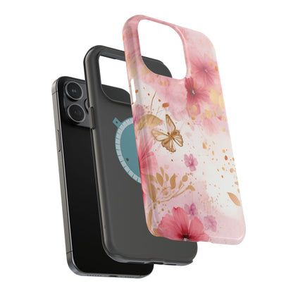 Blush Pink Floral Butterfly - MagSafe iPhone Case