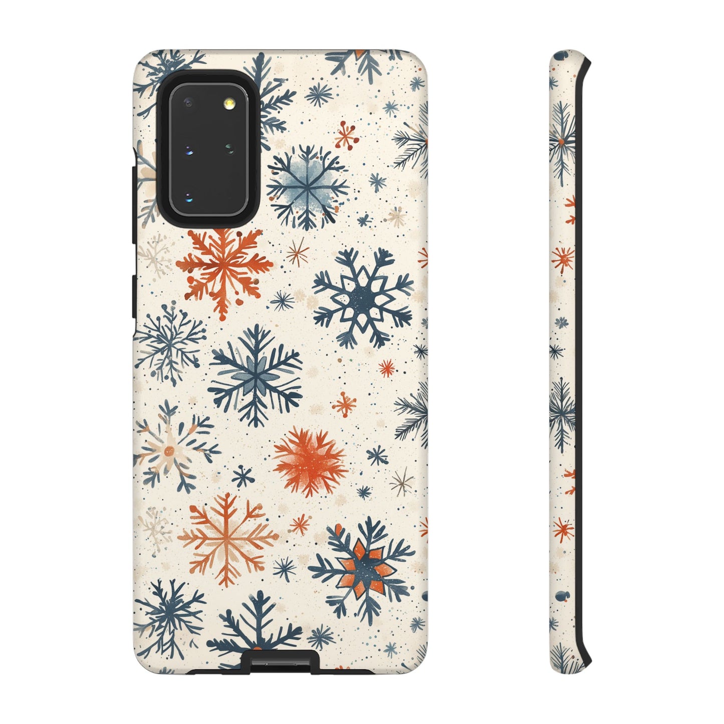 Rustic Orange and Blue Snowflake Pattern – Samsung Galaxy Series Case