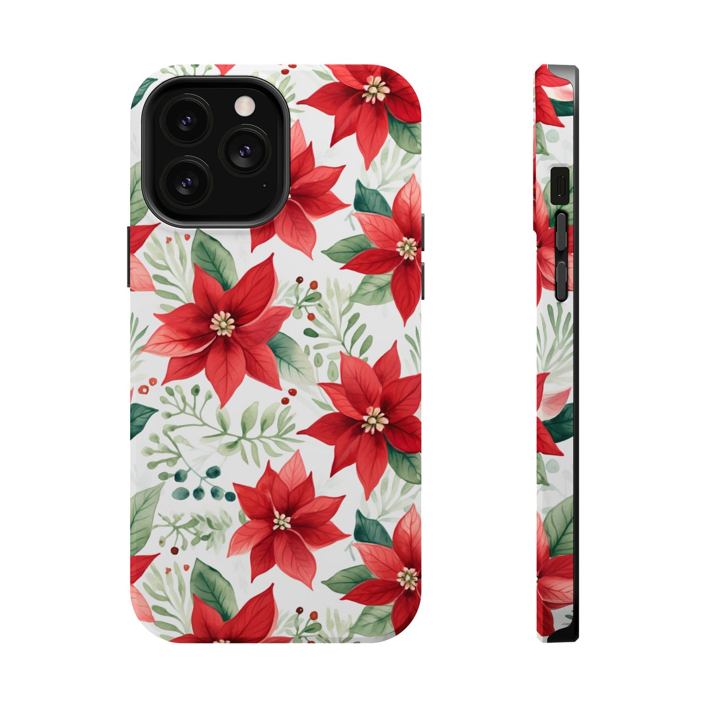 Festive Poinsettia Holiday Pattern – MagSafe iPhone Series Case