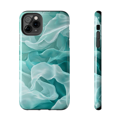 Elegant Flowing Teal Fabric iPhone Case – Soft Waves Design - BOGO Cases