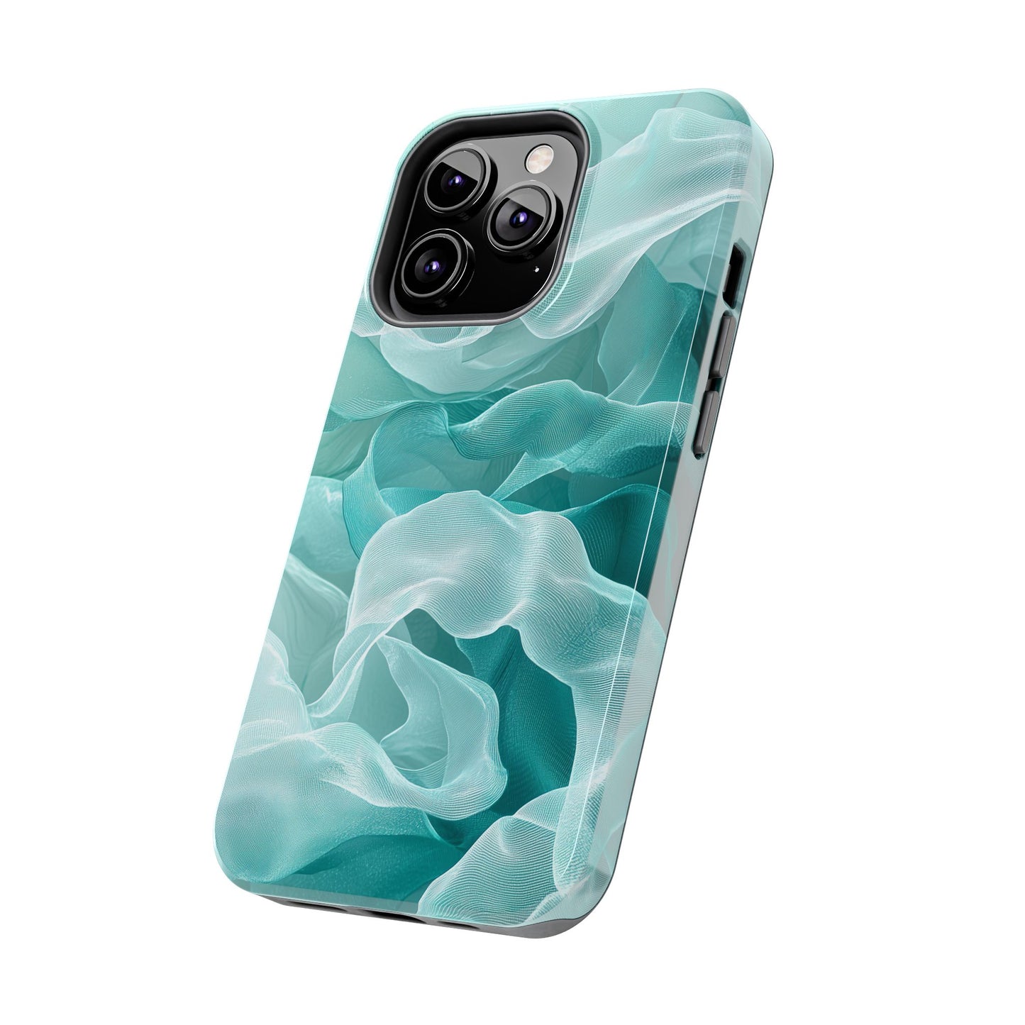 Elegant Flowing Teal Fabric iPhone Case – Soft Waves Design - BOGO Cases