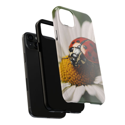 iPhone Case: Ladybug on White Daisy