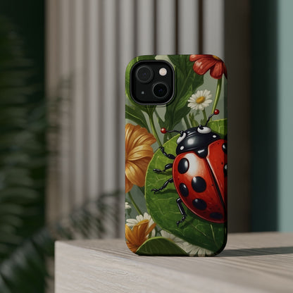 Ladybug Garden MagSafe iPhone Case – Whimsical Floral Design