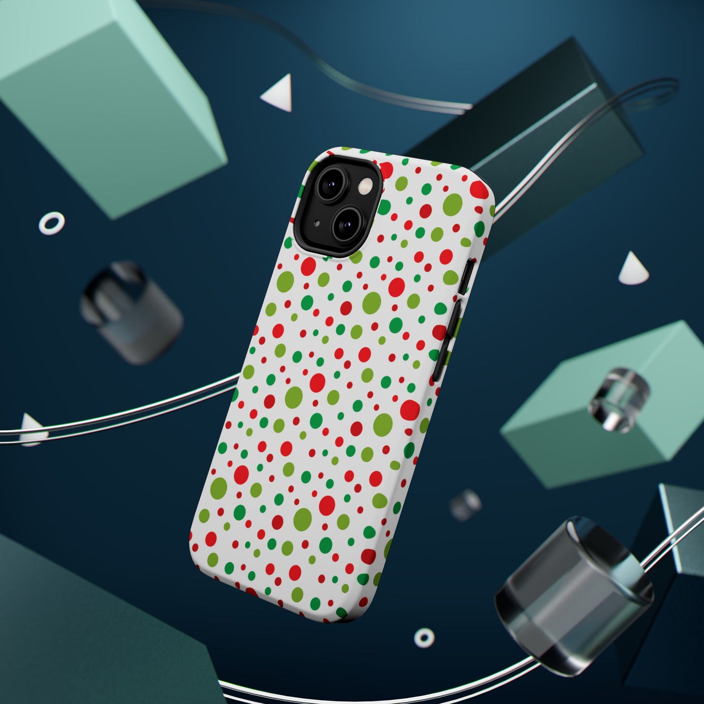 Red & Green Christmas Polka Dots – MagSafe iPhone Case