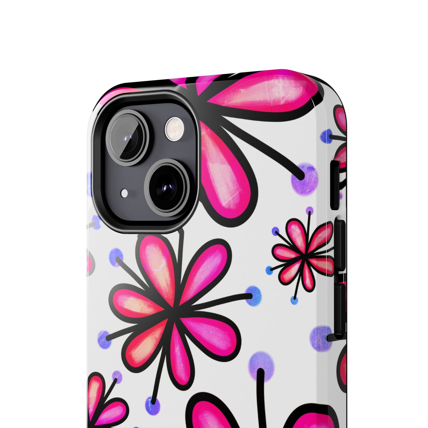 Pink Retro Bloom iPhone Case – Ultra-Slim Design, Glossy Finish