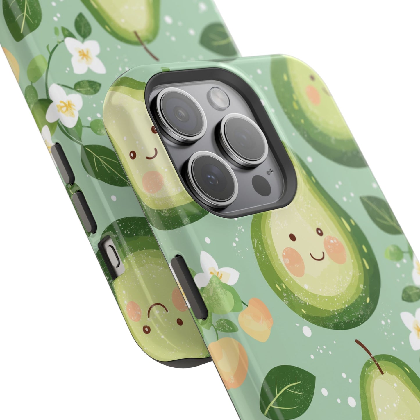 Smiling Avocados Tough MagSafe iPhone Case – Cute Avocado Design, Dual-Layer Protection