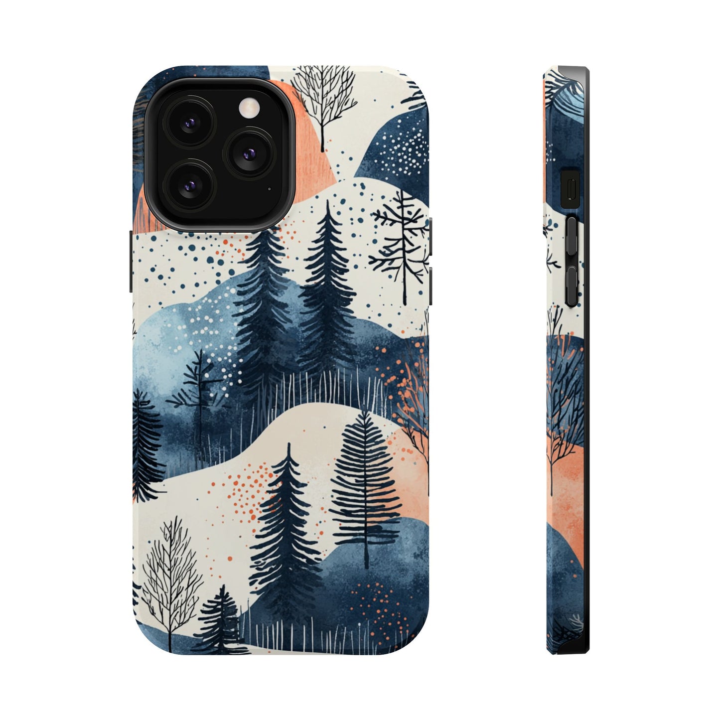 Winter Forest MagSafe iPhone Case | Watercolor Trees & Mountains