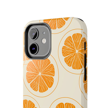 Citrus Burst Pattern Tough iPhone Case – Bold Orange Design, Shockproof Protection - BOGO Cases