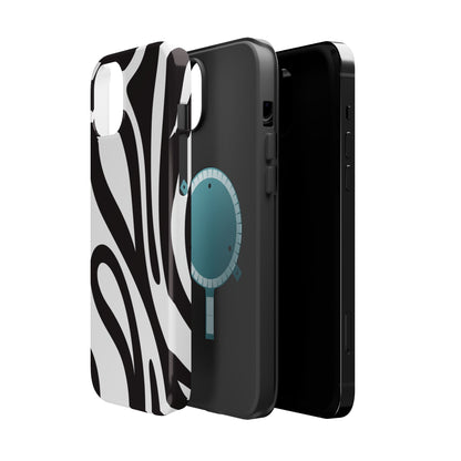 Modern Black and White Abstract Tough MagSafe iPhone Case – Bold Graphic Pattern with Dual-Layer Protection