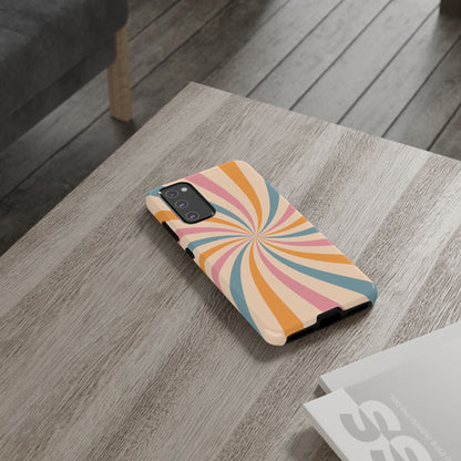 Retro Swirl Pattern Samsung Galaxy Case – Bold 70s Vibe in Pink, Orange, and Teal