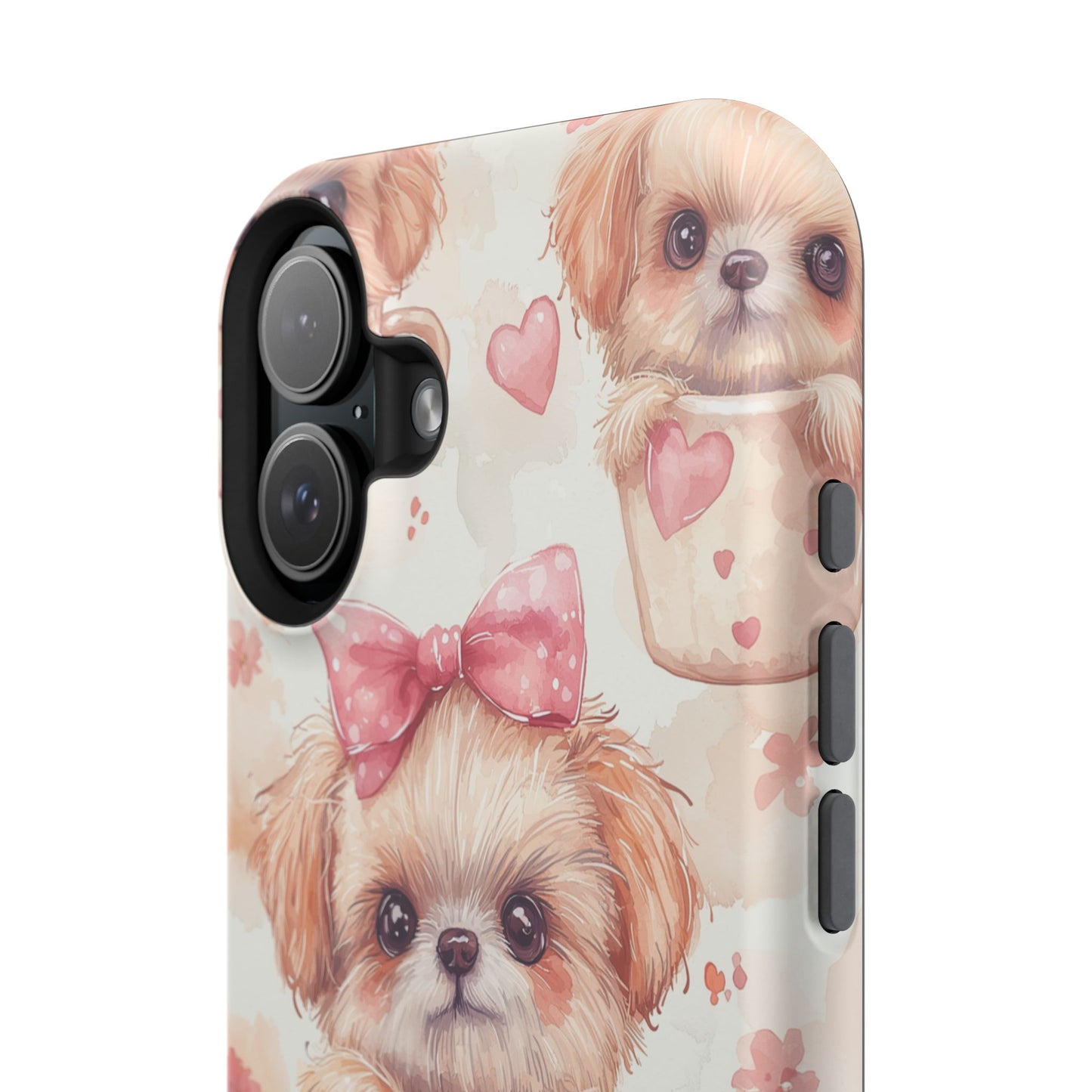 Adorable Puppy in Teacup MagSafe iPhone Case – Tough, Dual-Layer Protection with Cute Pink Bow Design