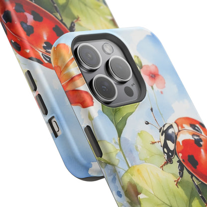 Watercolor Ladybug & Poppy Fields - MagSafe iPhone Case