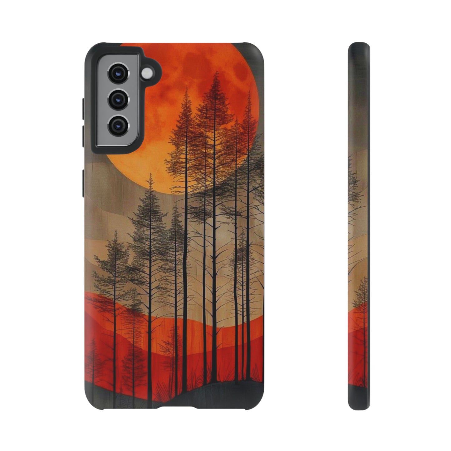 Moody Forest Moonrise Samsung Galaxy Case – Dark Landscape Design, Dual-Layer Protection