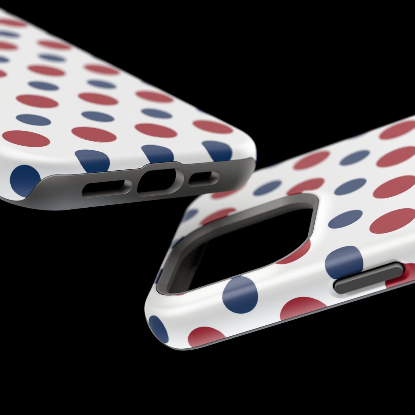 Patriotic Navy, White, and Red Polka Dot MagSafe iPhone Case