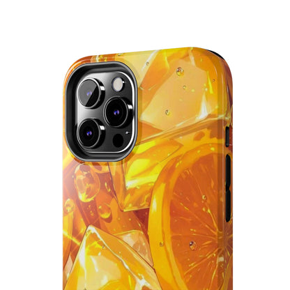 Citrus Splash iPhone Case – Bright Orange Slices & Ice, Dual-Layer Protection