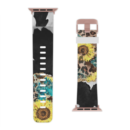 Rustic Sunflower Leopard Glam  Apple Watch Band