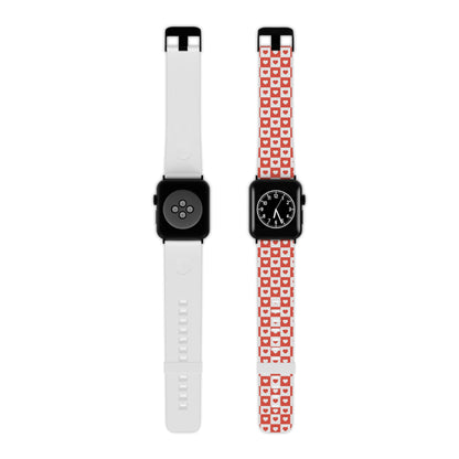 Red & White Heart Checkerboard Apple Watch Band